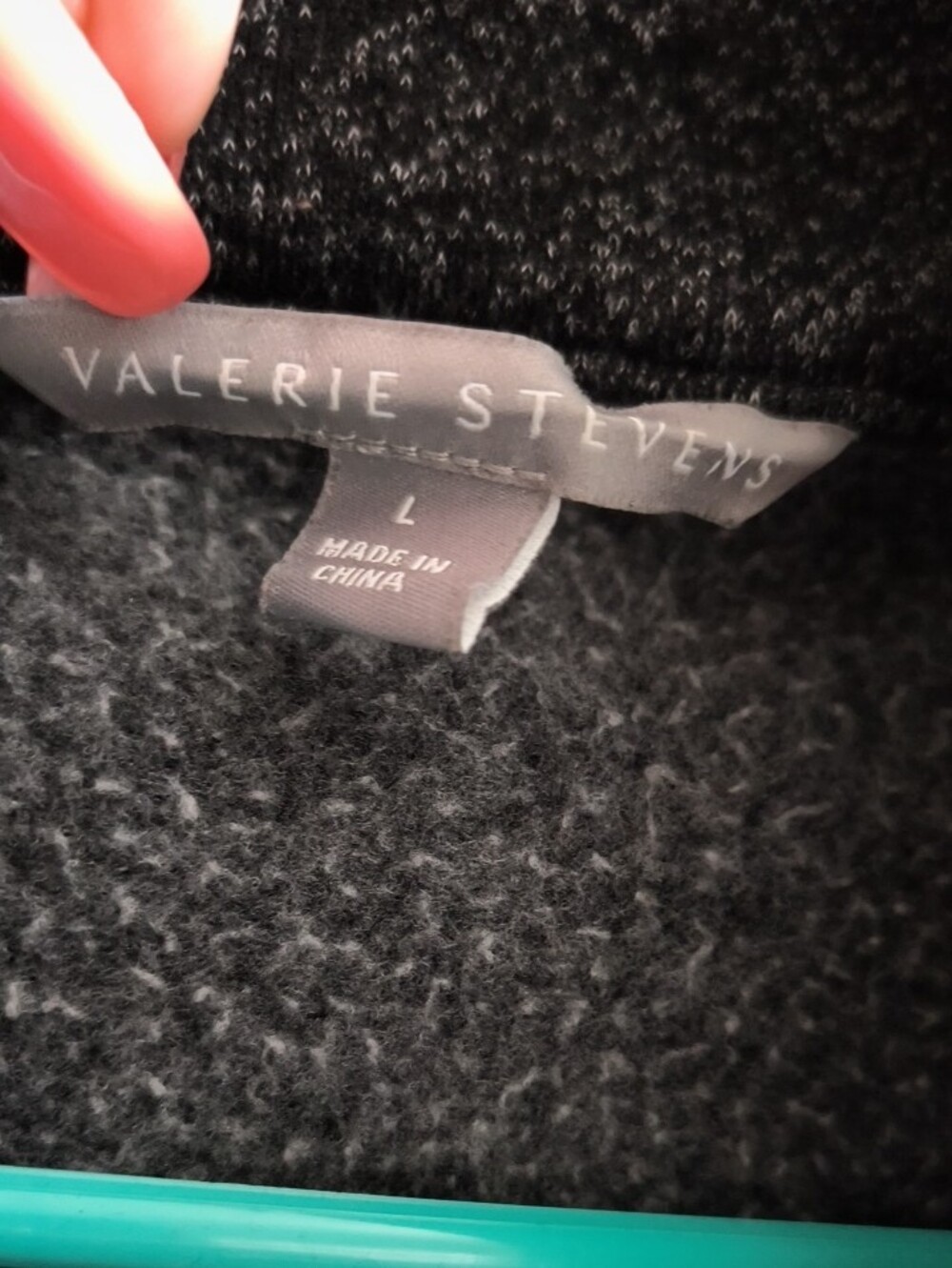 Valerie Stevens Black and Heather Gray Knit Cardigan - Picture 2 of 4